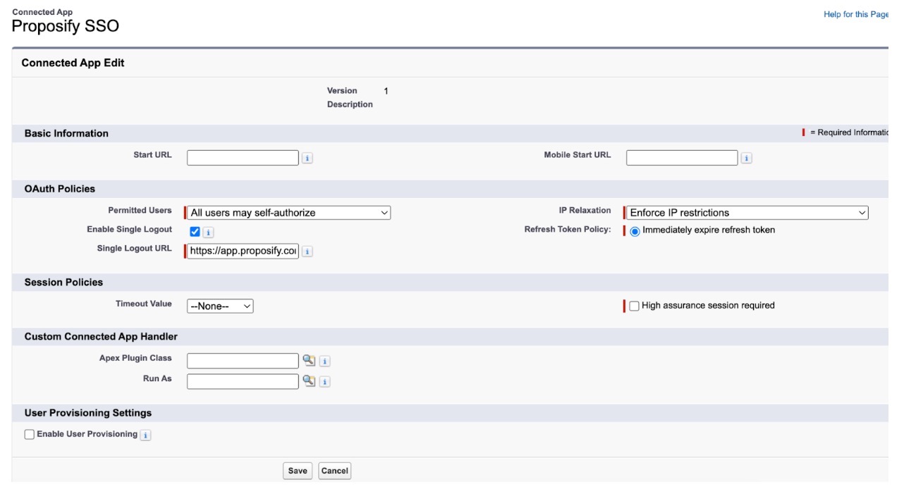 Salesforce SSO configurations