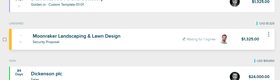 A document for Moonraker Landscaping and Lawn Design is highlighted in the pipeline.